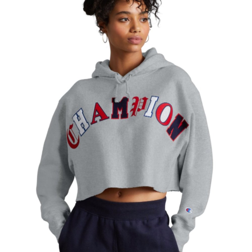 Champion Reverse Weave Crop Cut Off Hoodie L